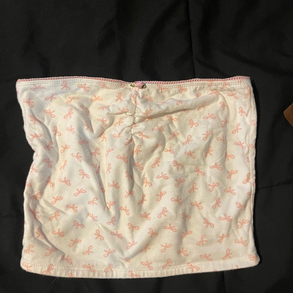 White Tube Top with Pink Bow Pattern